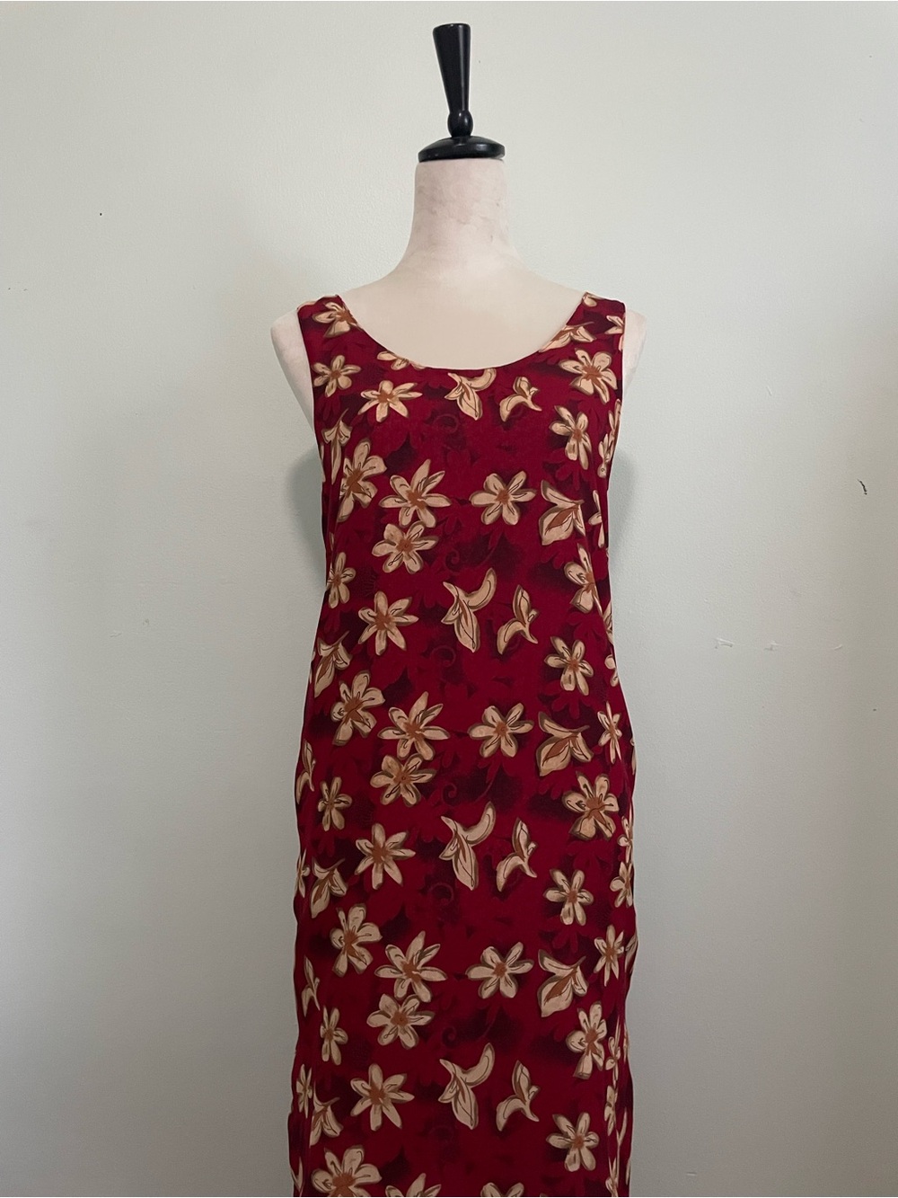 Reversible Floral Scoop Neck Maxi Dress in Red no tag see photos for size